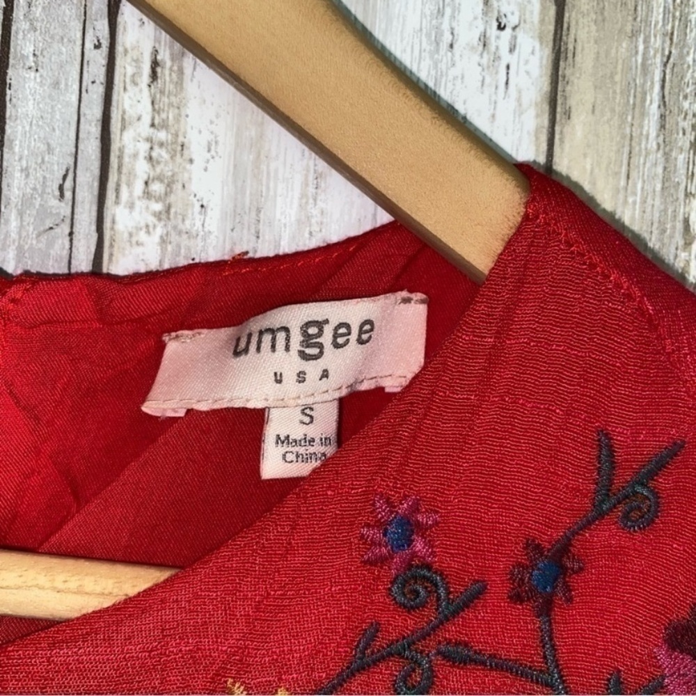 Umgee Strawberry Red Embroidered Dress - Picture 3 of 4